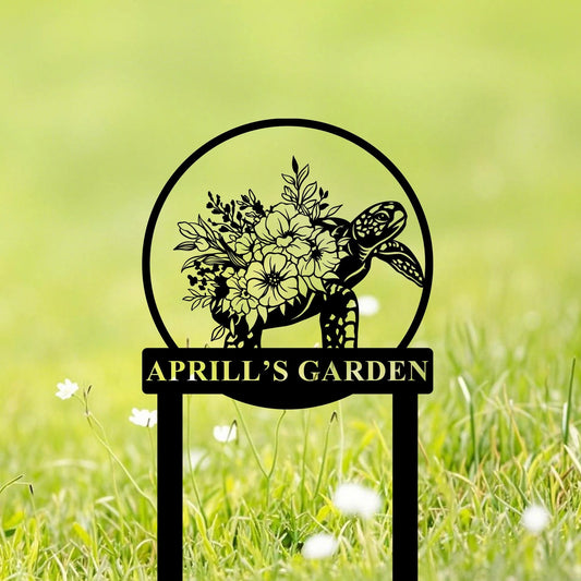 Custom Turtle Metal Garden Stake,Turtle Memorial Stake,Personalized Turtle Metal Yard Stake,Turtle Floral Sign,Turtle Lover Gift,Yard Decor