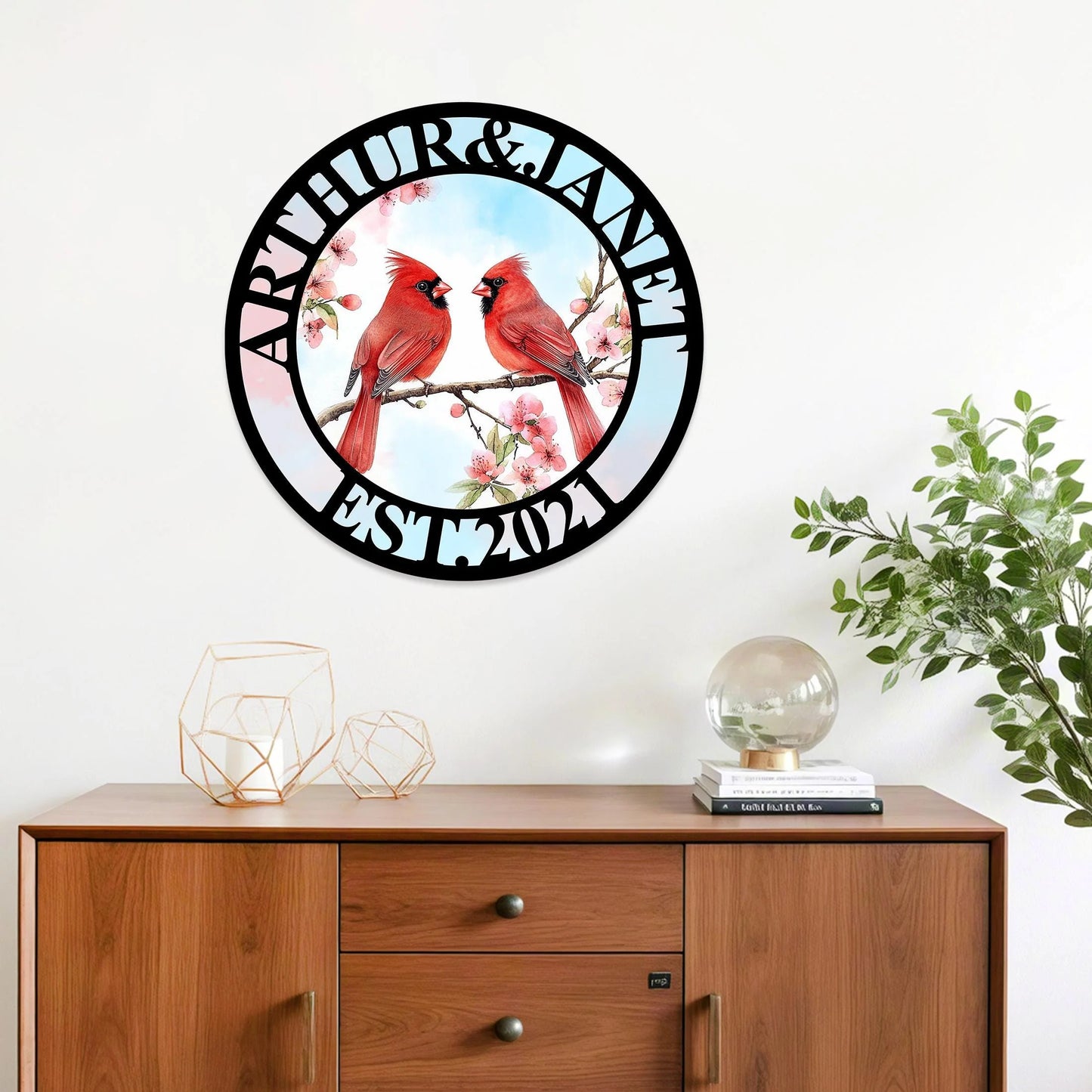 Custom Cardinals Metal Sign, Personalized Anniversary Cardinal Sign, Cardinal Wall Decor, Bird Lovers Gift,Cardinal Bird Art, Valentines Day