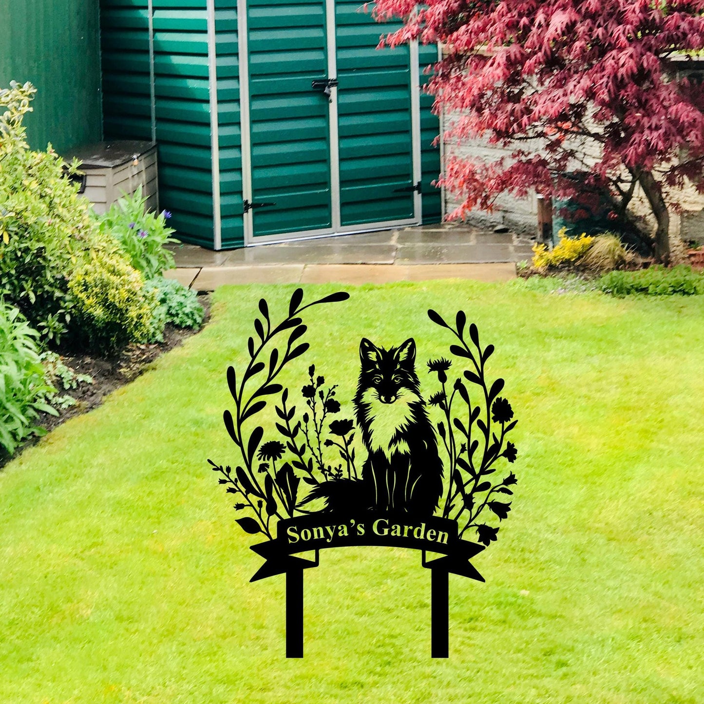 Personalized Fox Metal Sign,Custom Fox Yard Decor,Fox Address Sign,Fox Gardener Name Sign,Fox Cabin Den Decor,Fox Metal Art,Fox Lover Sign