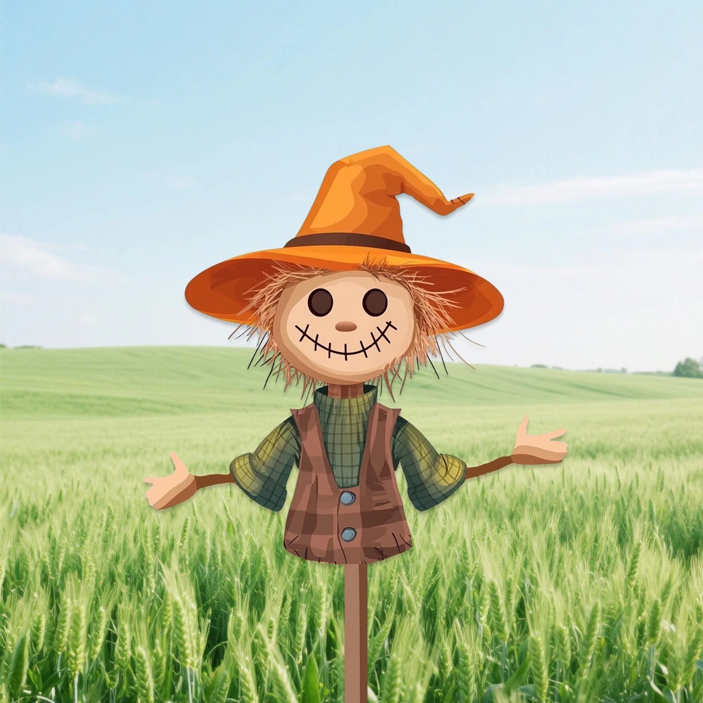 Scarecrow Garden Stake,Fall Decor,Front Porch Sign,Scarecrow Yard Art,Scarecrow Fall Stake,Autumn Outdoor Decoration,Lawn Stake,Garden Gift