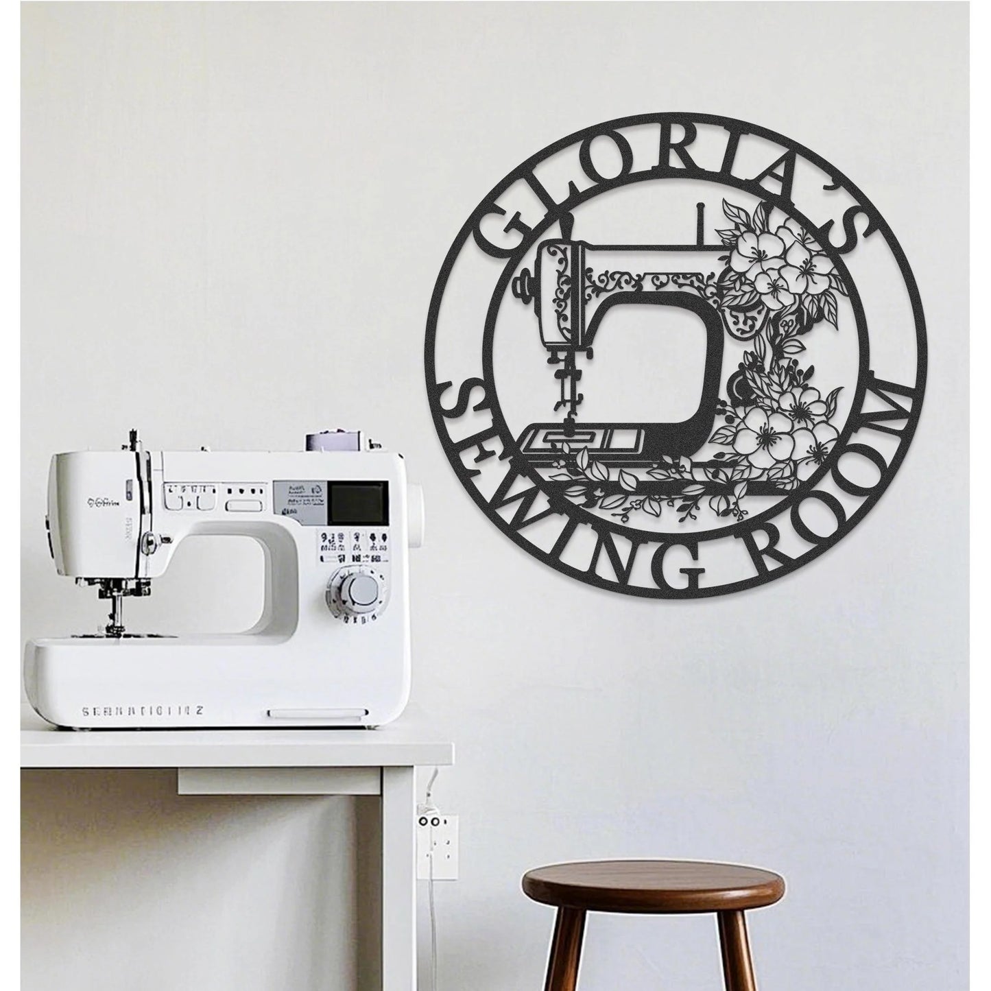 Personalised Sewing Room Sign,Custom Quilting Metal Sign,Sewing Machine Sign with Flower,Craft Room,Gifts for Grandma, Mother's Day Gift