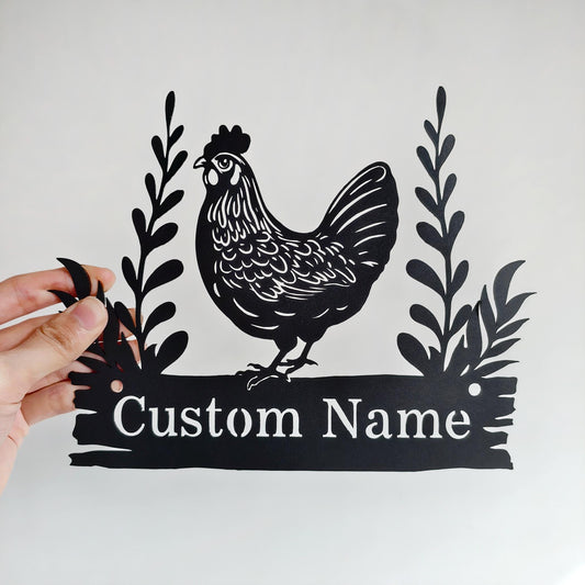 Custom Chicken Farm Metal Sign, Hen House Coop Sign, Farm Coop Sign, Personalized Hen Name Sign, Chicken Coop Wall Art,Farm Fresh Eggs Sign