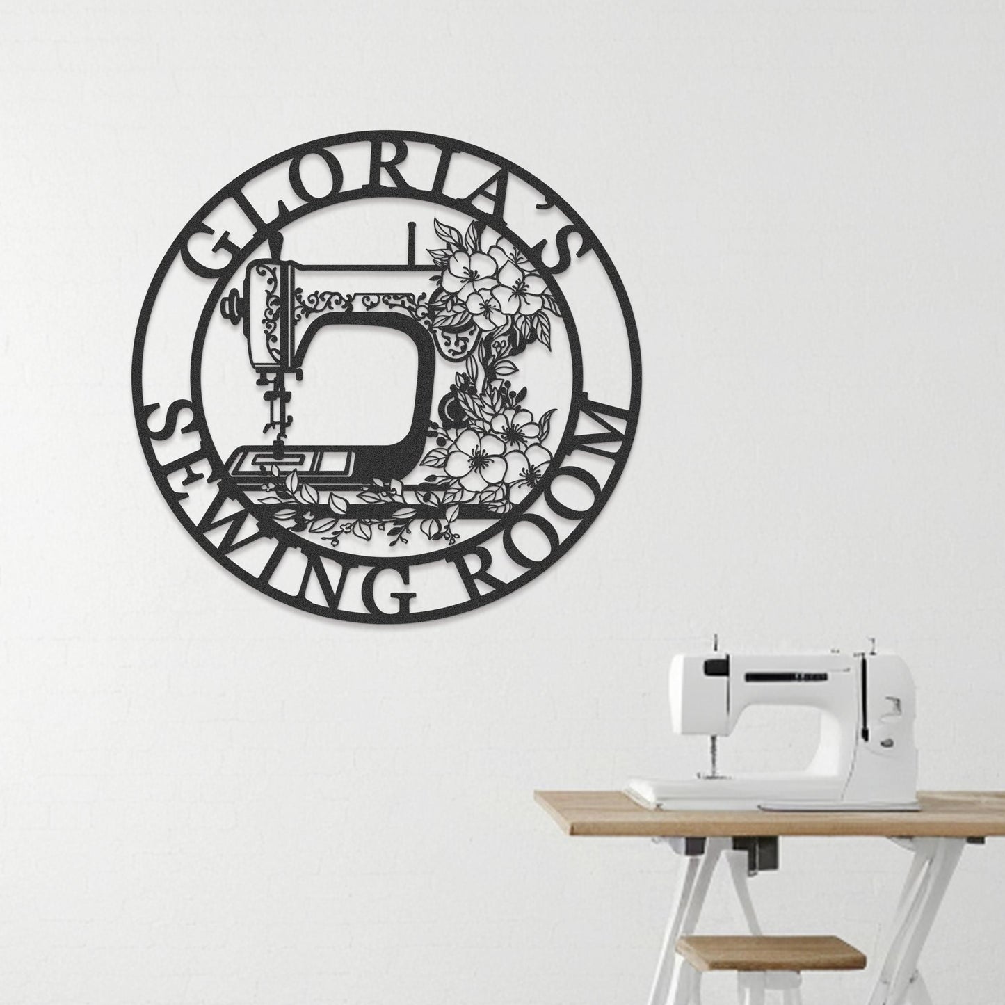Personalised Sewing Room Sign,Custom Quilting Metal Sign,Sewing Machine Sign with Flower,Craft Room,Gifts for Grandma, Mother's Day Gift
