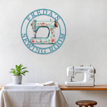 Custom Sewing Machine Sign,She Shed Craft Room Decor,Quilting Metal Sign,Metal Sewing Sign,Personalized Name Sign,Gifts for Mother Grandma