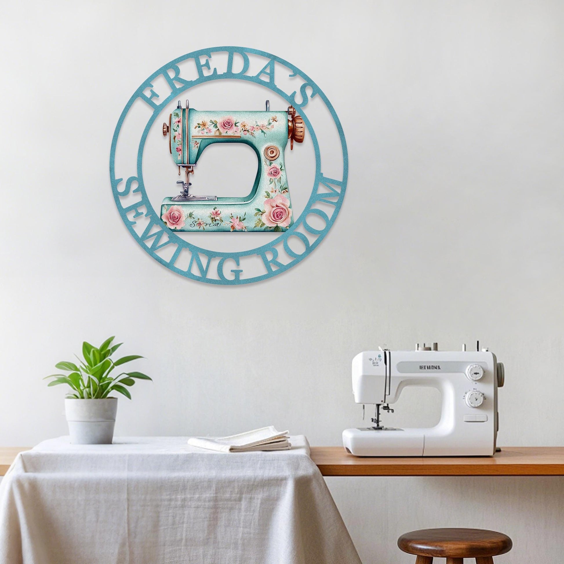 Custom Sewing Machine Sign,She Shed Craft Room Decor,Quilting Metal Sign,Metal Sewing Sign,Personalized Name Sign,Gifts for Mother Grandma