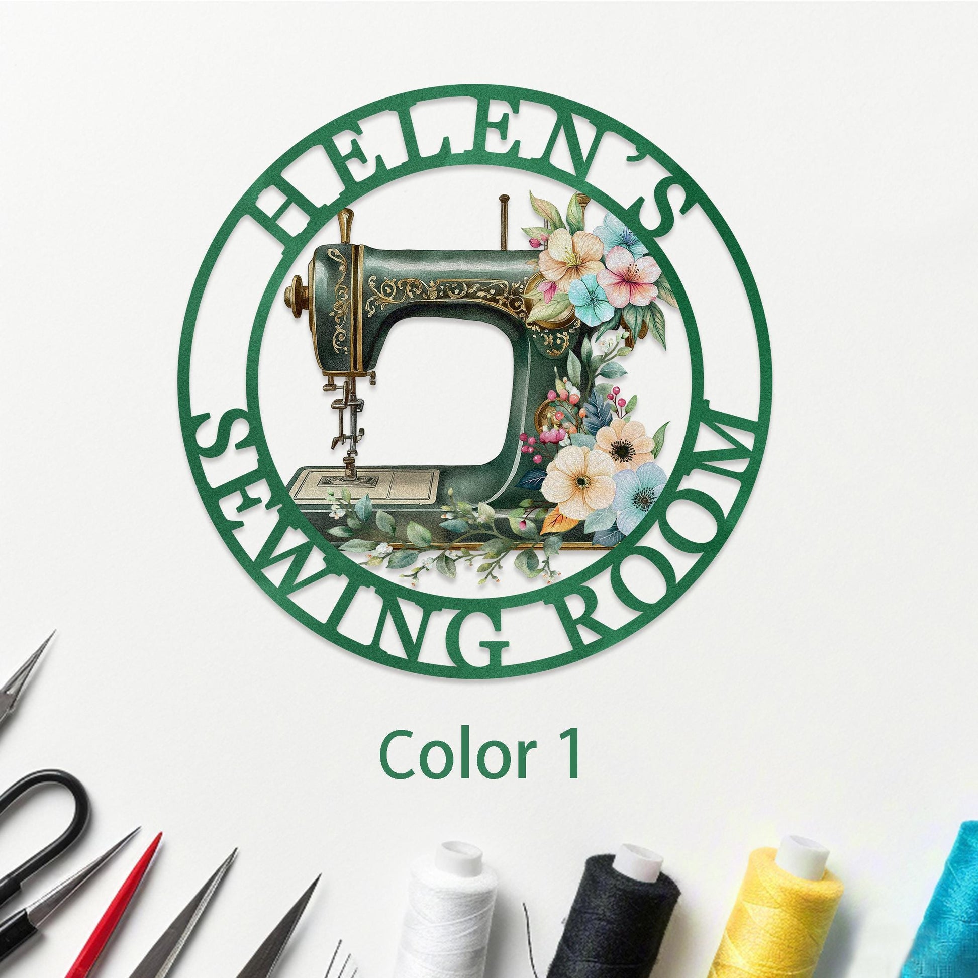 Personalised Sewing Room Sign,Custom Quilting Metal Sign,Sewing Machine Sign with Flower,Craft Room,Gifts for Grandma, Mother's Day Gift