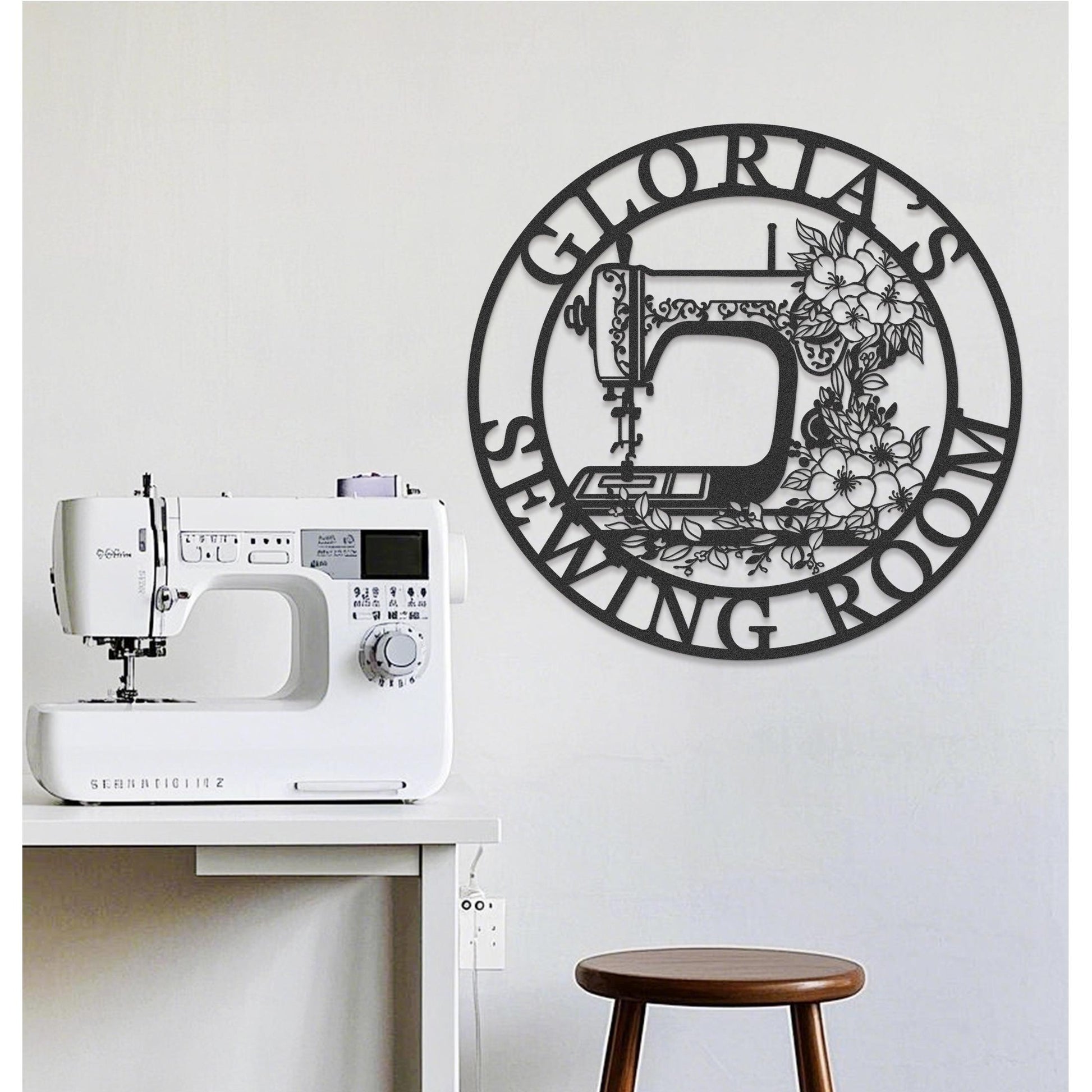 Personalised Sewing Room Sign,Custom Quilting Metal Sign,Sewing Machine Sign with Flower,Craft Room,Gifts for Grandma, Mother's Day Gift