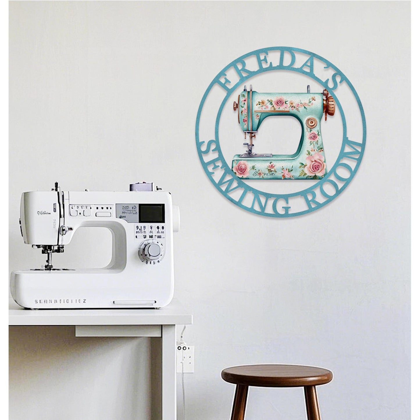 Custom Sewing Machine Sign,She Shed Craft Room Decor,Quilting Metal Sign,Metal Sewing Sign,Personalized Name Sign,Gifts for Mother Grandma