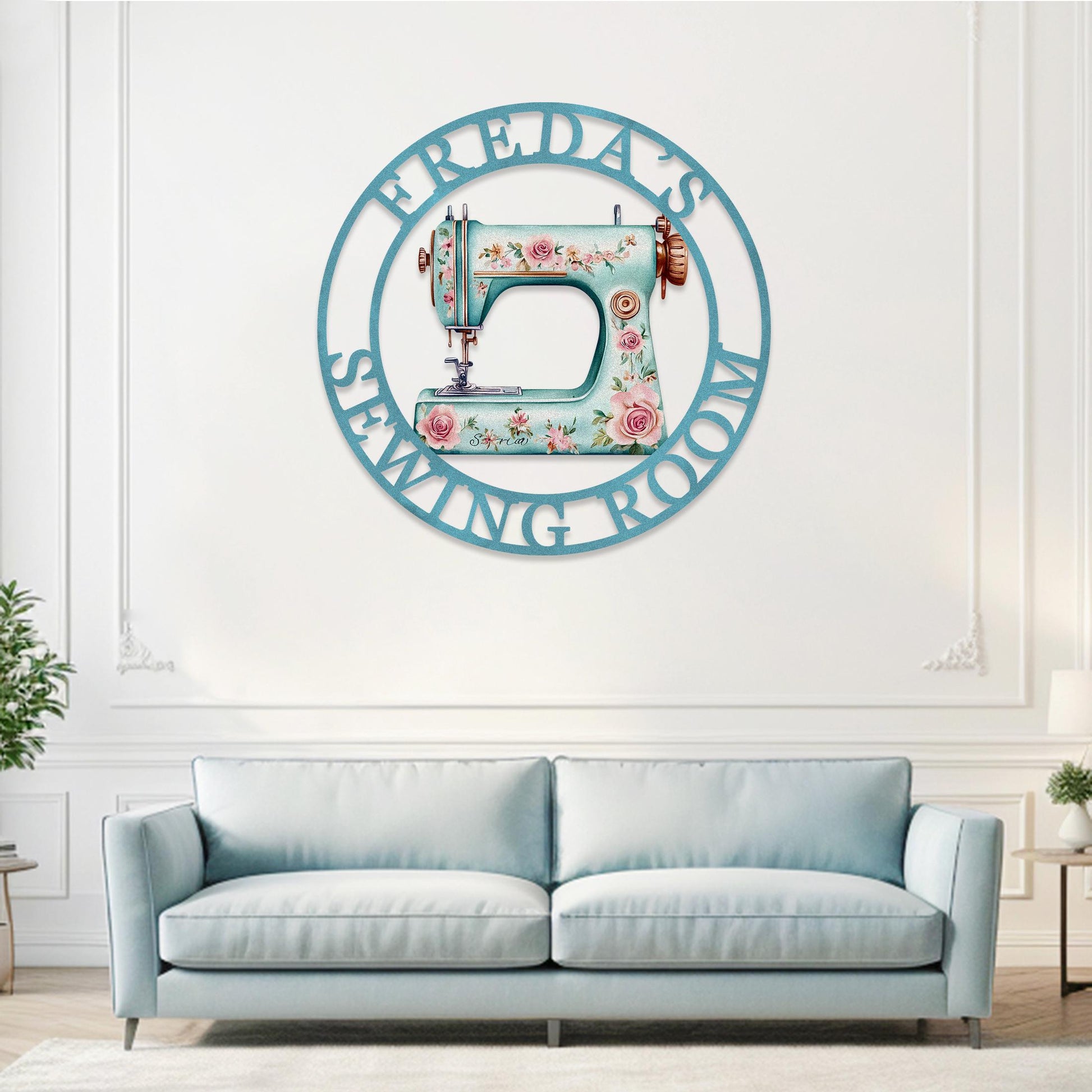 Custom Sewing Machine Sign,She Shed Craft Room Decor,Quilting Metal Sign,Metal Sewing Sign,Personalized Name Sign,Gifts for Mother Grandma