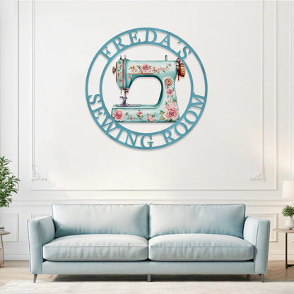 Custom Sewing Machine Sign,She Shed Craft Room Decor,Quilting Metal Sign,Metal Sewing Sign,Personalized Name Sign,Gifts for Mother Grandma