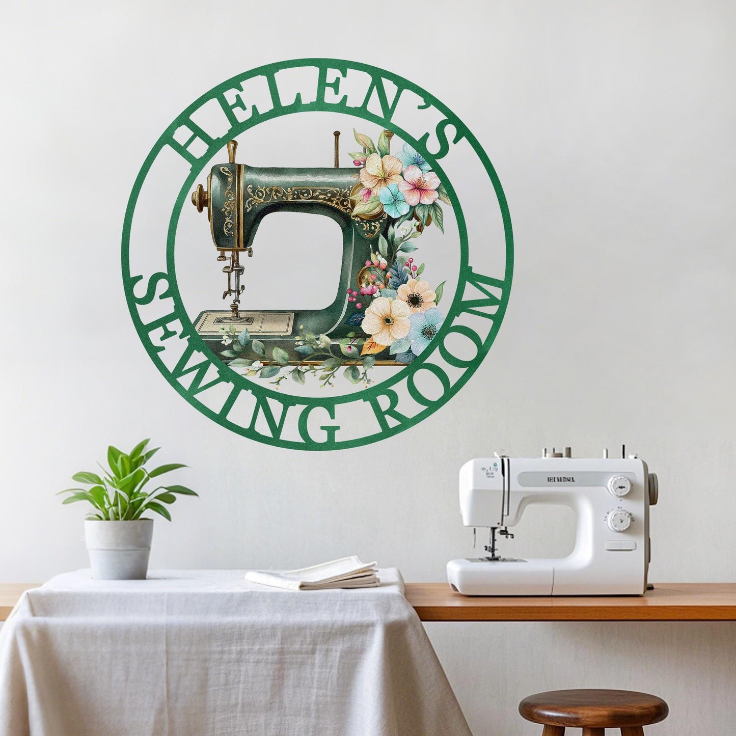 Personalised Sewing Room Sign,Custom Quilting Metal Sign,Sewing Machine Sign with Flower,Craft Room,Gifts for Grandma, Mother's Day Gift