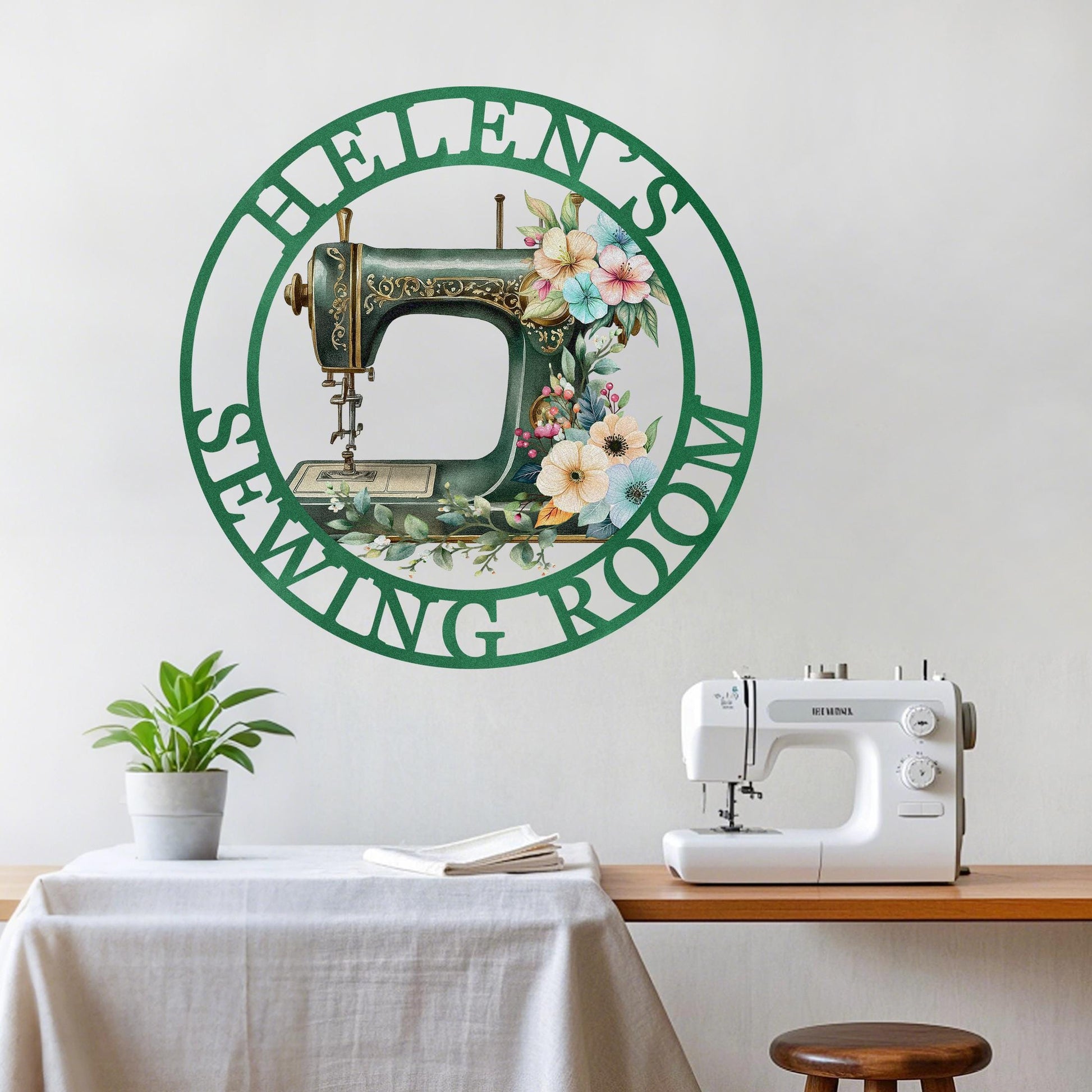 Personalised Sewing Room Sign,Custom Quilting Metal Sign,Sewing Machine Sign with Flower,Craft Room,Gifts for Grandma, Mother's Day Gift