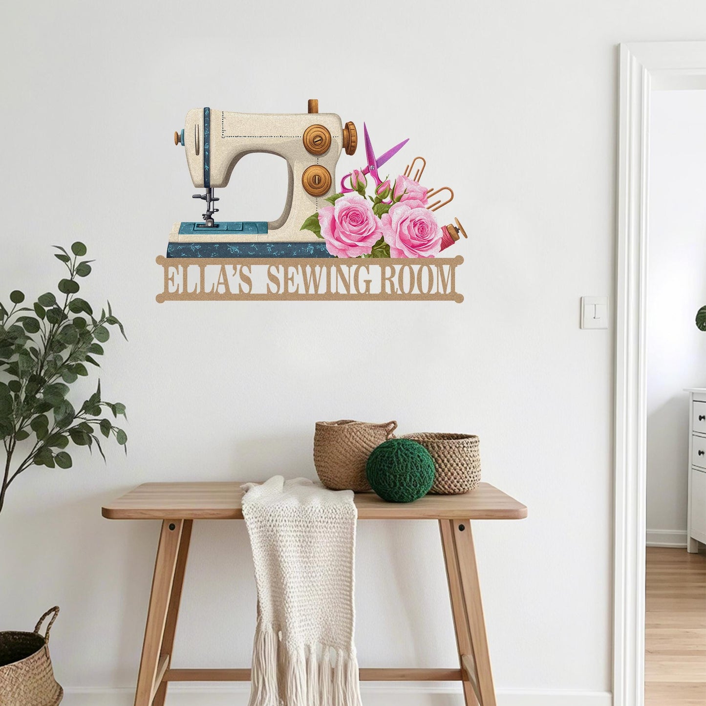 Personalized Sewing Metal Sign,Custom Quilting Sign with Flowers,Sewing Machine Sign,Sewing Room Wall Decor,Mothers Day Gift,Craft Room