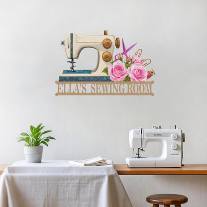 Personalized Sewing Metal Sign,Custom Quilting Sign with Flowers,Sewing Machine Sign,Sewing Room Wall Decor,Mothers Day Gift,Craft Room