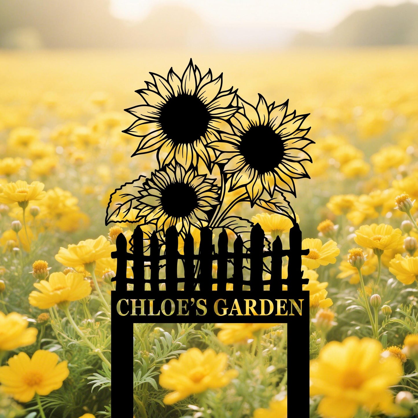 Personalized Sunflower Metal Sign,Custom Sunflower Yard Stakes,Sunflower Garden Art,Sunflower Name Sign,Outdoor Garden Decor,w Home Gift