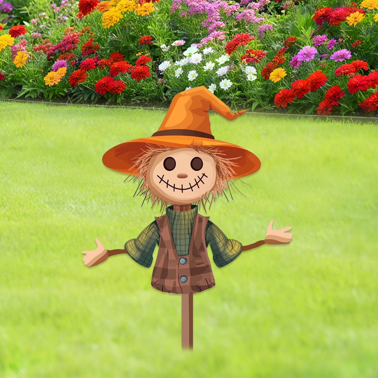 Scarecrow Garden Stake,Fall Decor,Front Porch Sign,Scarecrow Yard Art,Scarecrow Fall Stake,Autumn Outdoor Decoration,Lawn Stake,Garden Gift