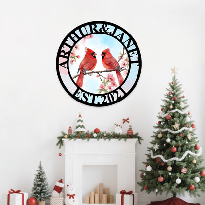 Custom Cardinals Metal Sign, Personalized Anniversary Cardinal Sign, Cardinal Wall Decor, Bird Lovers Gift,Cardinal Bird Art, Valentines Day