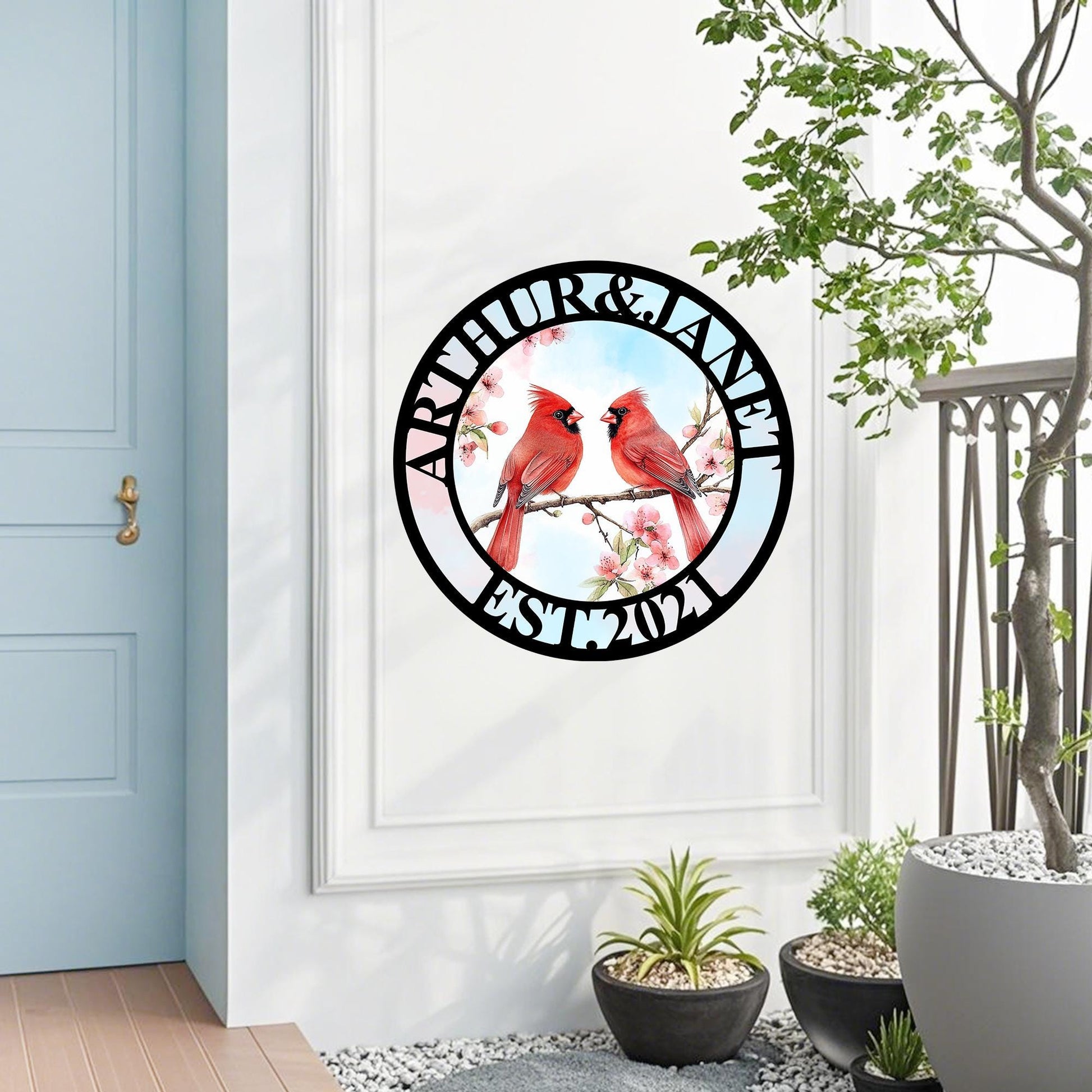 Custom Cardinals Metal Sign, Personalized Anniversary Cardinal Sign, Cardinal Wall Decor, Bird Lovers Gift,Cardinal Bird Art, Valentines Day