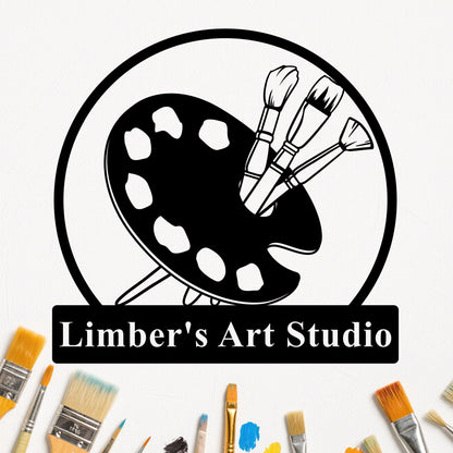 Personalized Painting Metal Sign, Custom Art Studio Sign, Artist Tools Sign, Painter Name Sign, Art Studio Decor, Drawing Lover Gift