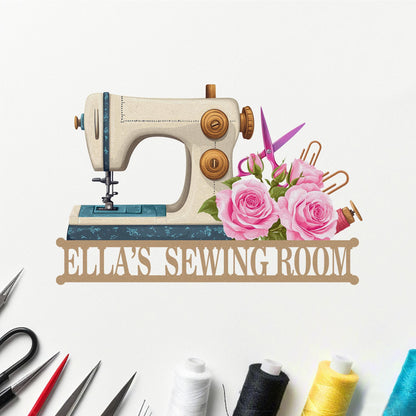 Personalized Sewing Metal Sign,Custom Quilting Sign with Flowers,Sewing Machine Sign,Sewing Room Wall Decor,Mothers Day Gift,Craft Room