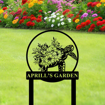 Custom Turtle Metal  Garden Stake,Turtle Memorial Stake,Personalized Turtle Metal Yard Stake,Turtle Floral Sign,Turtle Lover Gift,Yard Decor