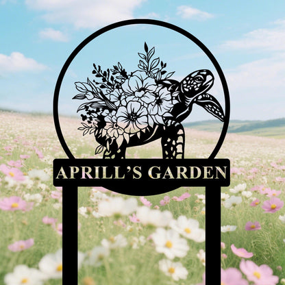Custom Turtle Metal  Garden Stake,Turtle Memorial Stake,Personalized Turtle Metal Yard Stake,Turtle Floral Sign,Turtle Lover Gift,Yard Decor