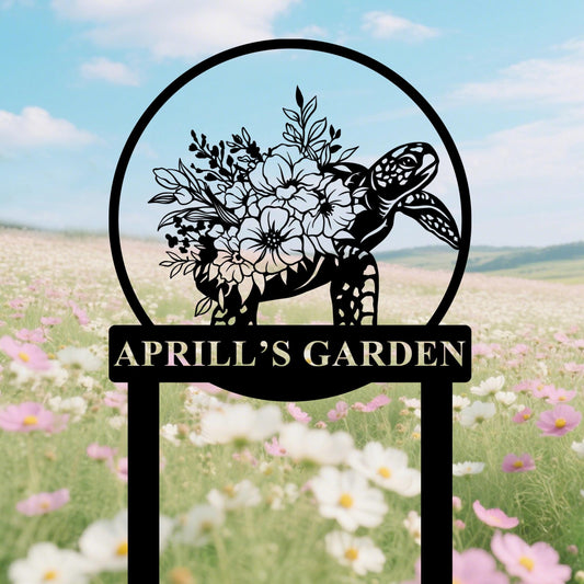 Custom Turtle Metal  Garden Stake,Turtle Memorial Stake,Personalized Turtle Metal Yard Stake,Turtle Floral Sign,Turtle Lover Gift,Yard Decor