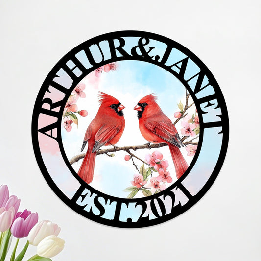 Custom Cardinals Metal Sign, Personalized Anniversary Cardinal Sign, Cardinal Wall Decor, Bird Lovers Gift,Cardinal Bird Art, Valentines Day