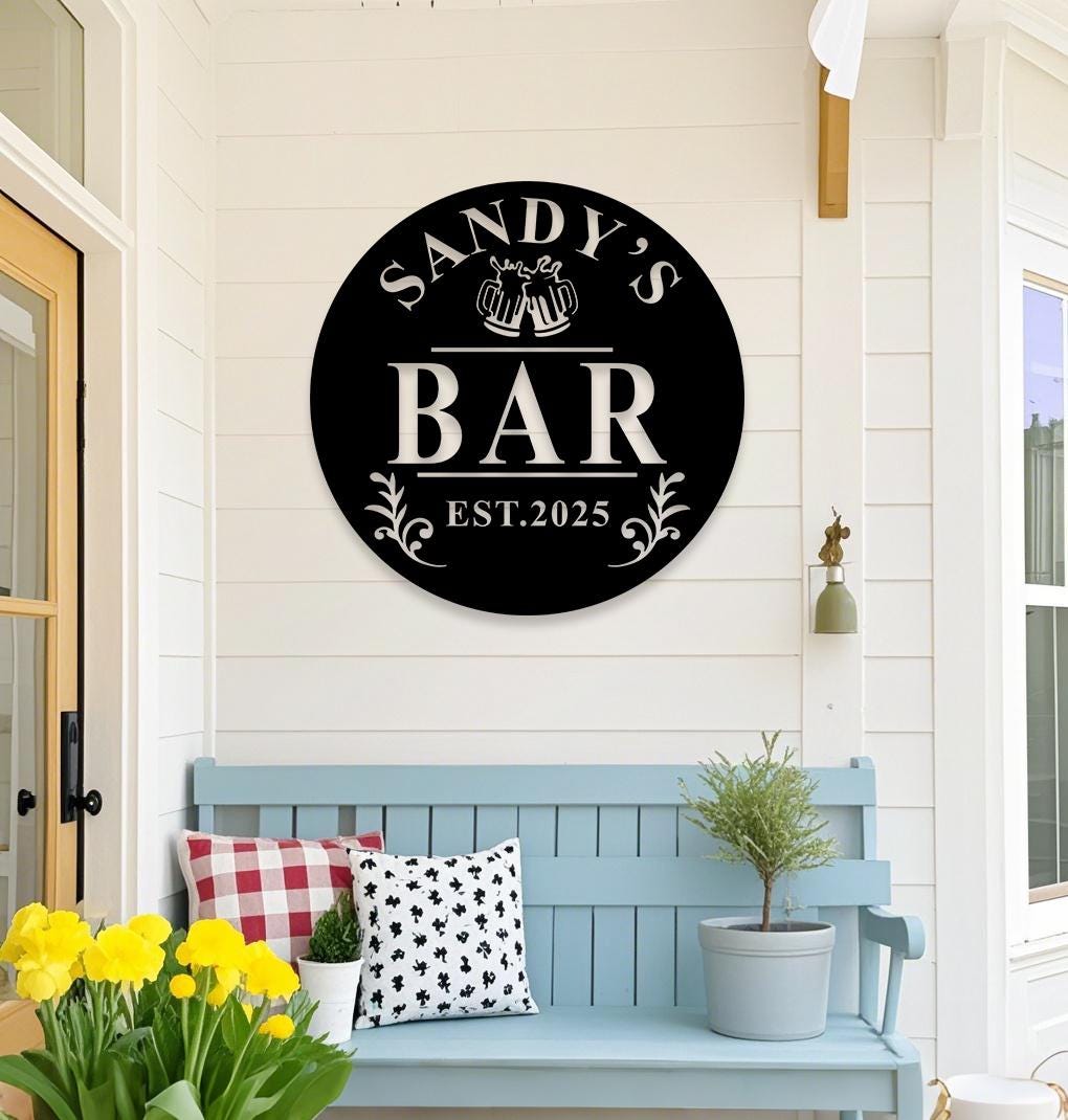 Personalized Pub Metal Sign,Custom Bar Name Sign,Whiskey Cocktail Tequila Bar Sign,Bar Metal Wall Art, Outdoor Patio Decor,Gift for Dad