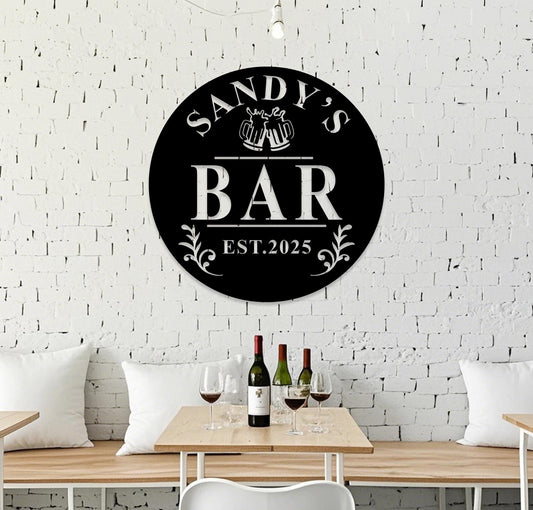 Personalized Pub Metal Sign,Custom Bar Name Sign,Whiskey Cocktail Tequila Bar Sign,Bar Metal Wall Art, Outdoor Patio Decor,Gift for Dad