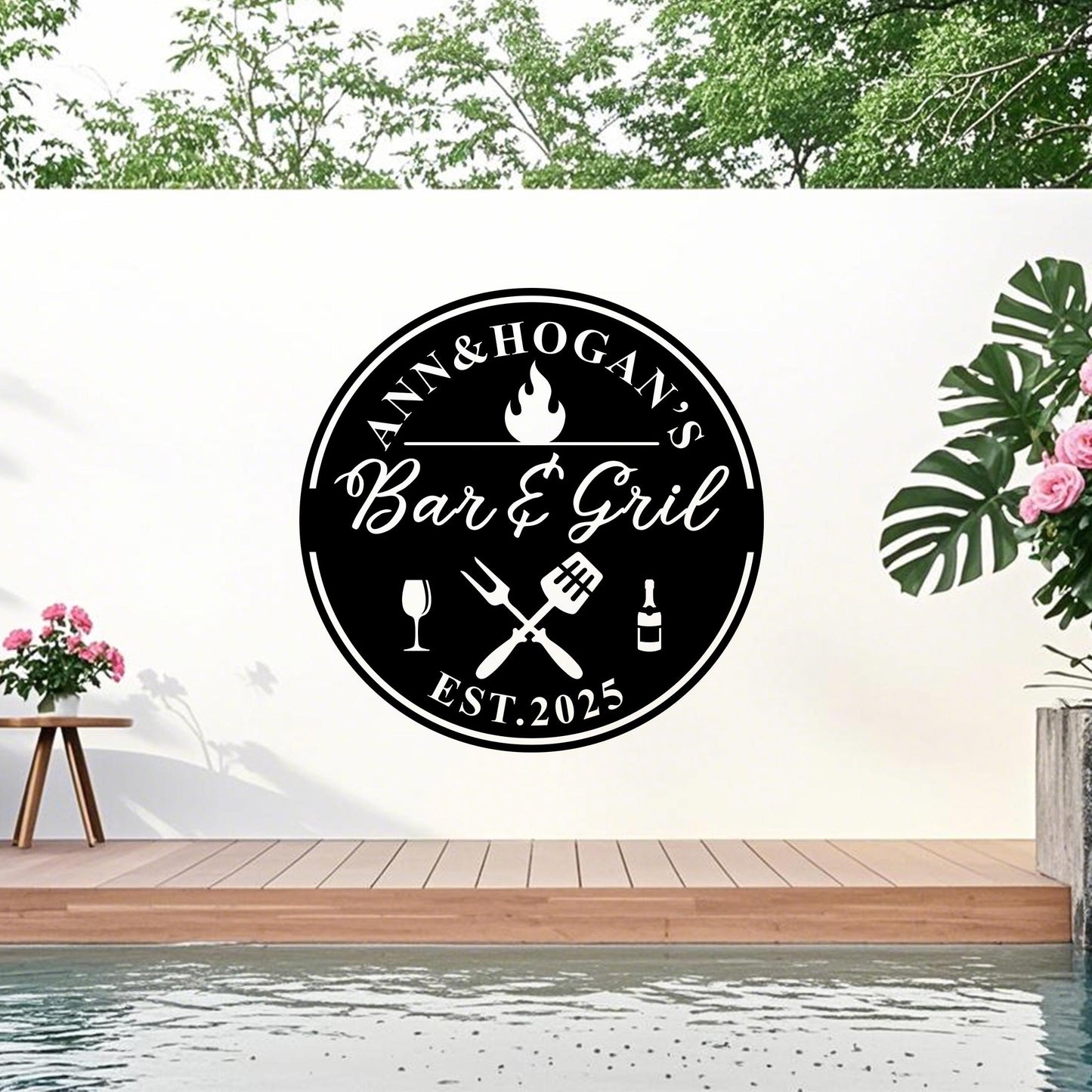 Barbecue Metal Sign,BBQ Grill Sign,Custom BBQ & Grill Sign,Bar Metal Wall Art,Backyard Sign,Patio Decor,Father's Day Gift,Gift for Dad