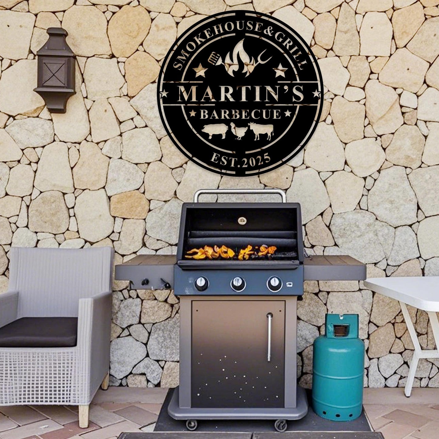 Personalized Barbecue Wall Sign, Custom Metal Grill Sign, Man Cave Sign, Barbecue Sign for Outdoor,  BBQ Sign, Barbecue Wall Art Decor