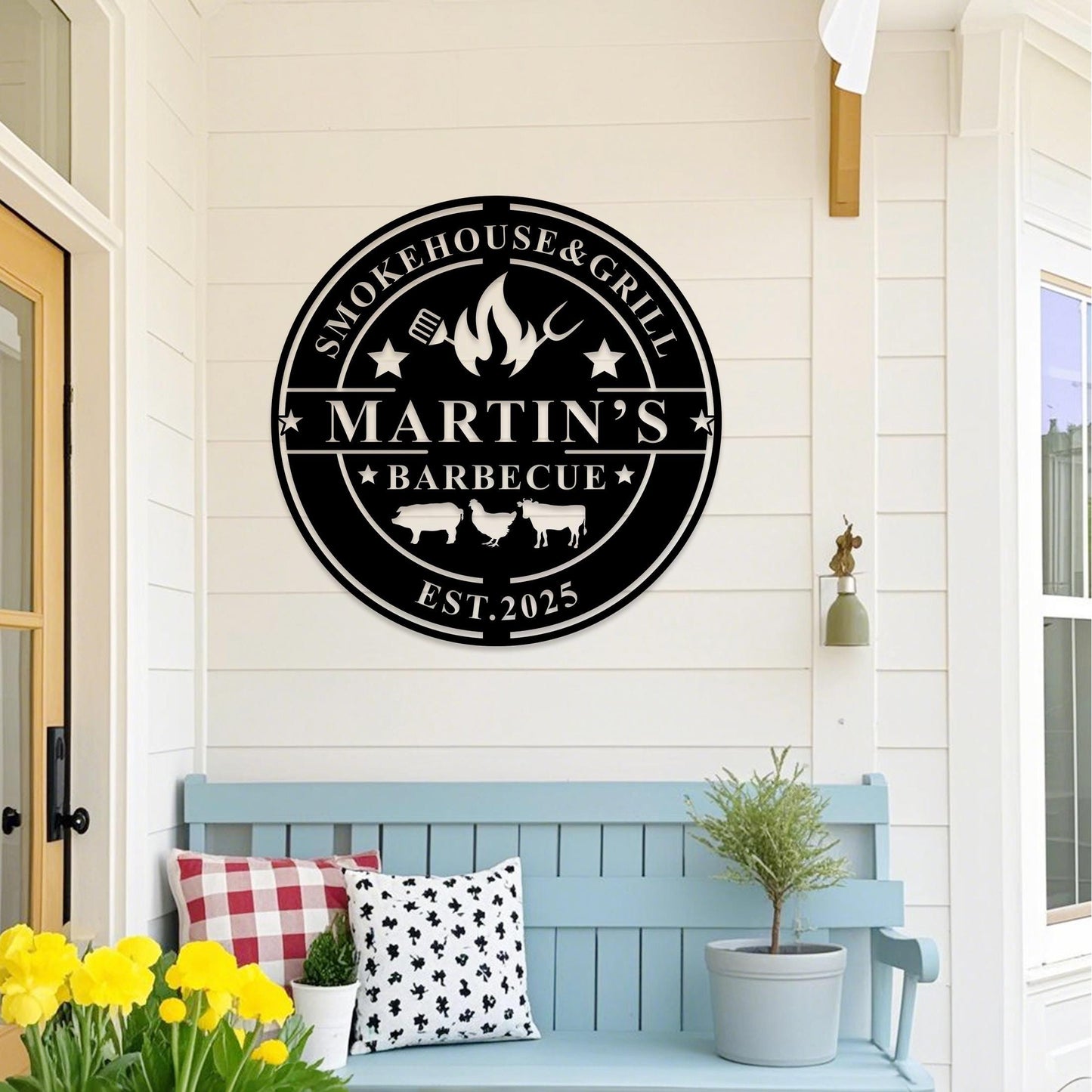 Personalized Barbecue Wall Sign, Custom Metal Grill Sign, Man Cave Sign, Barbecue Sign for Outdoor,  BBQ Sign, Barbecue Wall Art Decor