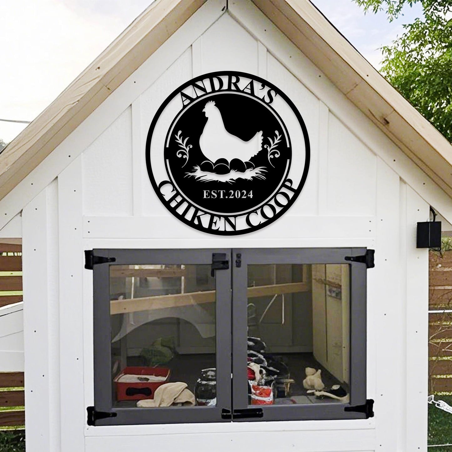 Personalized Chicken Coop Sign,Hen House Metal Sign,Cutsom Chicken Coop Wall Art,Farm Chicken House Decor,Chicken Hen House,Gift For Farmer