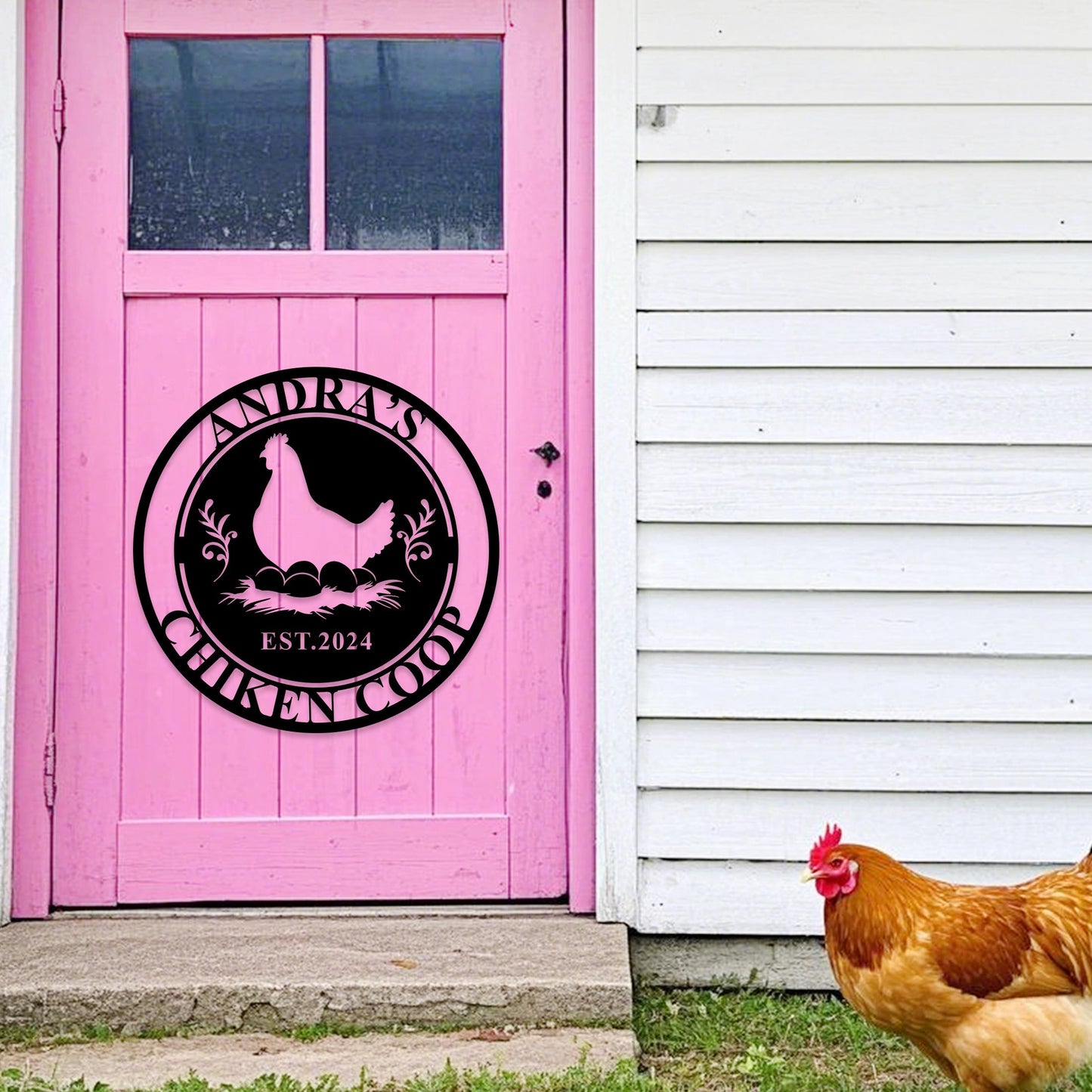 Personalized Chicken Coop Sign,Hen House Metal Sign,Cutsom Chicken Coop Wall Art,Farm Chicken House Decor,Chicken Hen House,Gift For Farmer