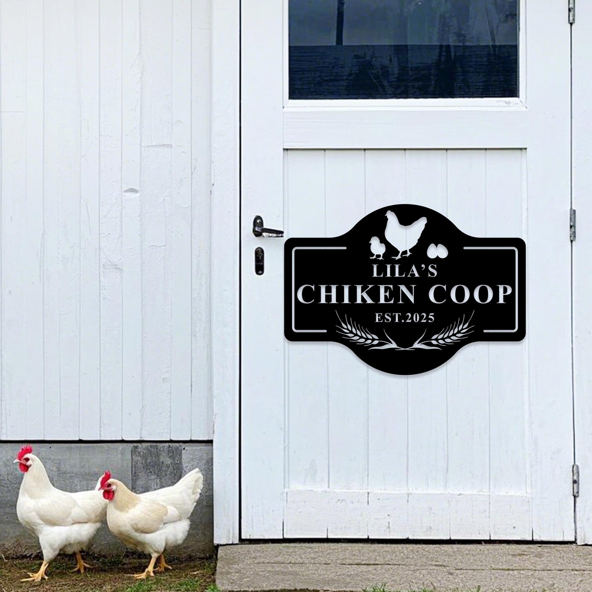 Custom Chicken Farm Metal Sign,Hen House Coop Sign,Personalized Hen Name Sign,Chicken Coop Wall Art,Chicken house Decor,Farmhouse Wall Decor