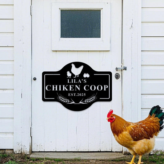 Custom Chicken Farm Metal Sign,Hen House Coop Sign,Personalized Hen Name Sign,Chicken Coop Wall Art,Chicken house Decor,Farmhouse Wall Decor