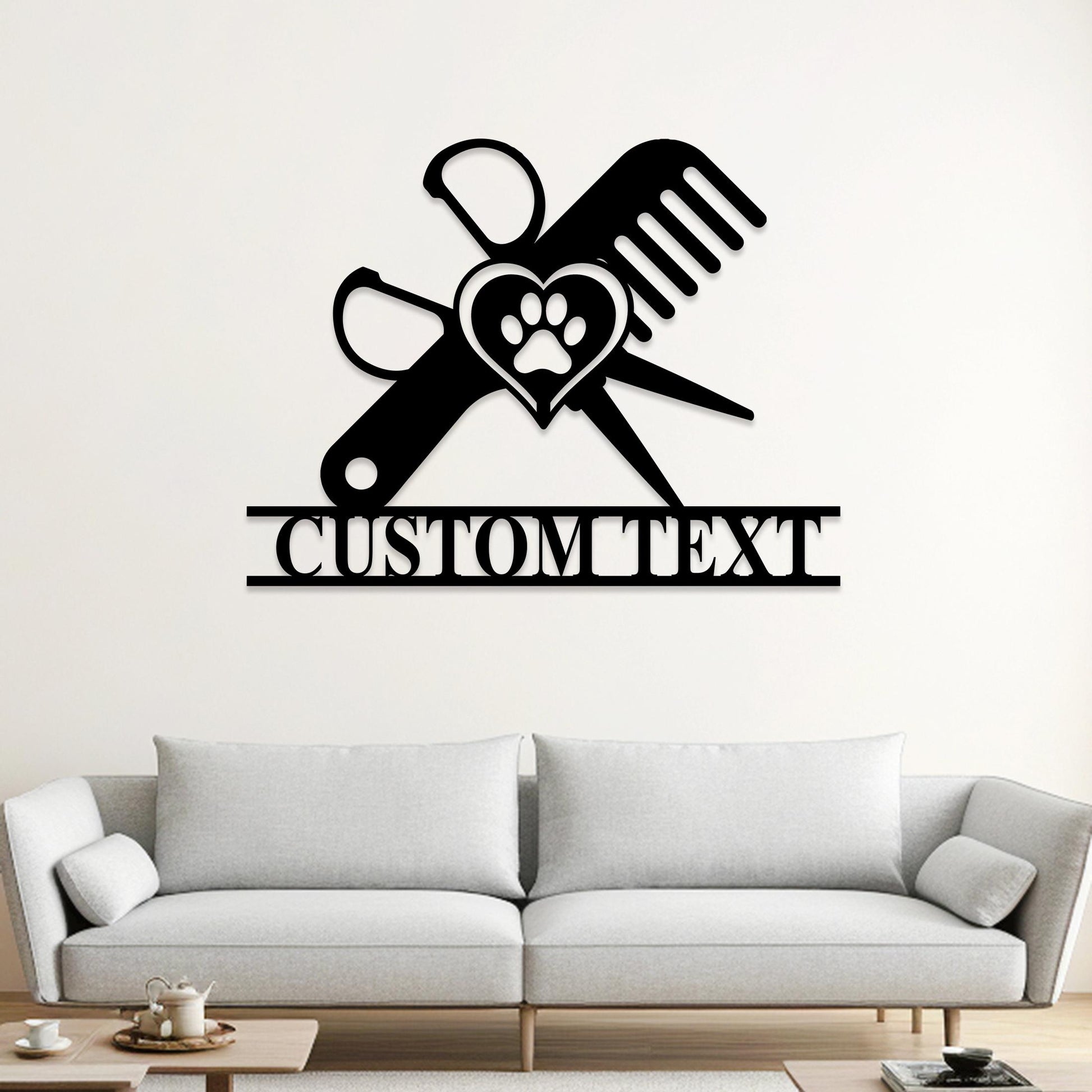 Personalized Dog Grooming Hair Salon Metal Wall Art, Pet Salon, Custom Groomer Name Sign, Pet Grooming Decor, Barber Shop Sign, Hair Salon