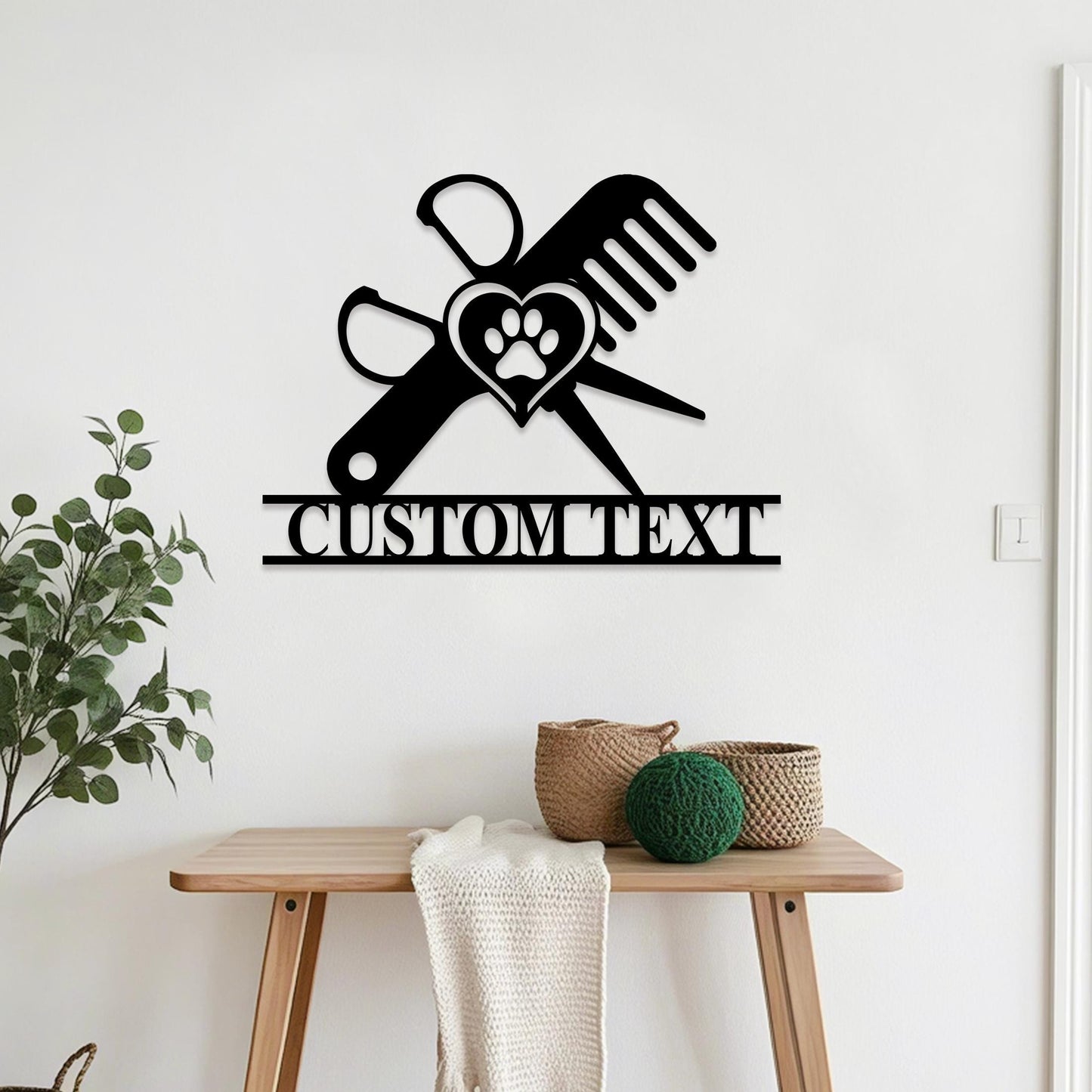 Personalized Dog Grooming Hair Salon Metal Wall Art, Pet Salon, Custom Groomer Name Sign, Pet Grooming Decor, Barber Shop Sign, Hair Salon