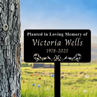 Personalized Memorial Tree Stake, Tree Memorial Sign, Metal Name Garden Grave Marker, Tree Yard Sign , Metal Name Plate, Remembrance Plaque