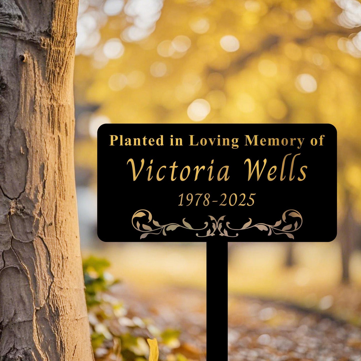 Personalized Memorial Tree Stake, Tree Memorial Sign, Metal Name Garden Grave Marker, Tree Yard Sign , Metal Name Plate, Remembrance Plaque