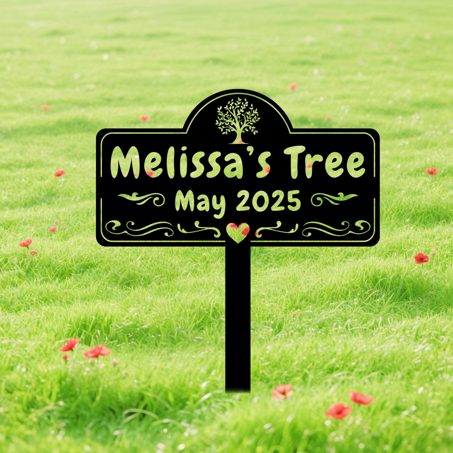 Metal Tree Sign,Custom Memorial Tree Sign With Stake,Personalized Tree Garden Marker,Tree Garden Sign,Tree Plaque Marker,Metal Name Plate