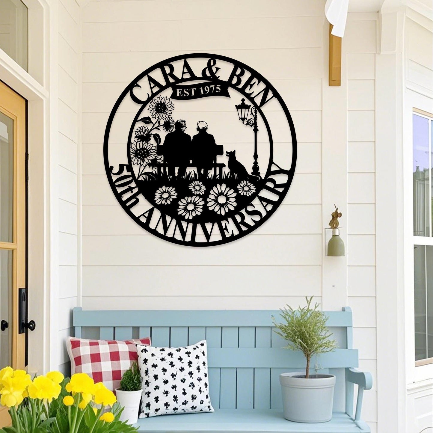 Personalized 50th Anniversary Gift for Parents,Custom 50 Year Anniversary Sign,Last Name Sign,Golden Anniversary Metal Wall Art,Wedding Gift
