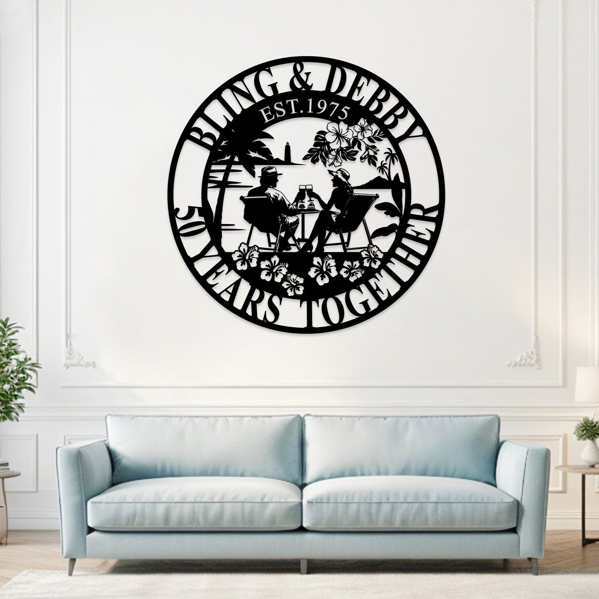 Custom 50th Anniversary Wedding Gift, Personalised 40 Years/Any Year Anniversary Sign, Wedding Anniversary Metal Wall Art, Gift For Parents