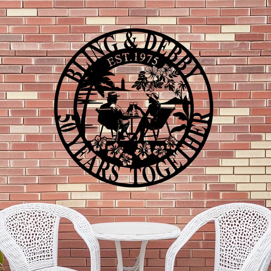 Custom 50th Anniversary Wedding Gift, Personalised 40 Years/Any Year Anniversary Sign, Wedding Anniversary Metal Wall Art, Gift For Parents