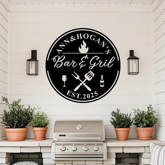 Barbecue Metal Sign,BBQ Grill Sign,Custom BBQ & Grill Sign,Bar Metal Wall Art,Backyard Sign,Patio Decor,Father's Day Gift,Gift for Dad