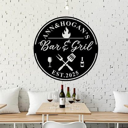 Barbecue Metal Sign,BBQ Grill Sign,Custom BBQ & Grill Sign,Bar Metal Wall Art,Backyard Sign,Patio Decor,Father's Day Gift,Gift for Dad