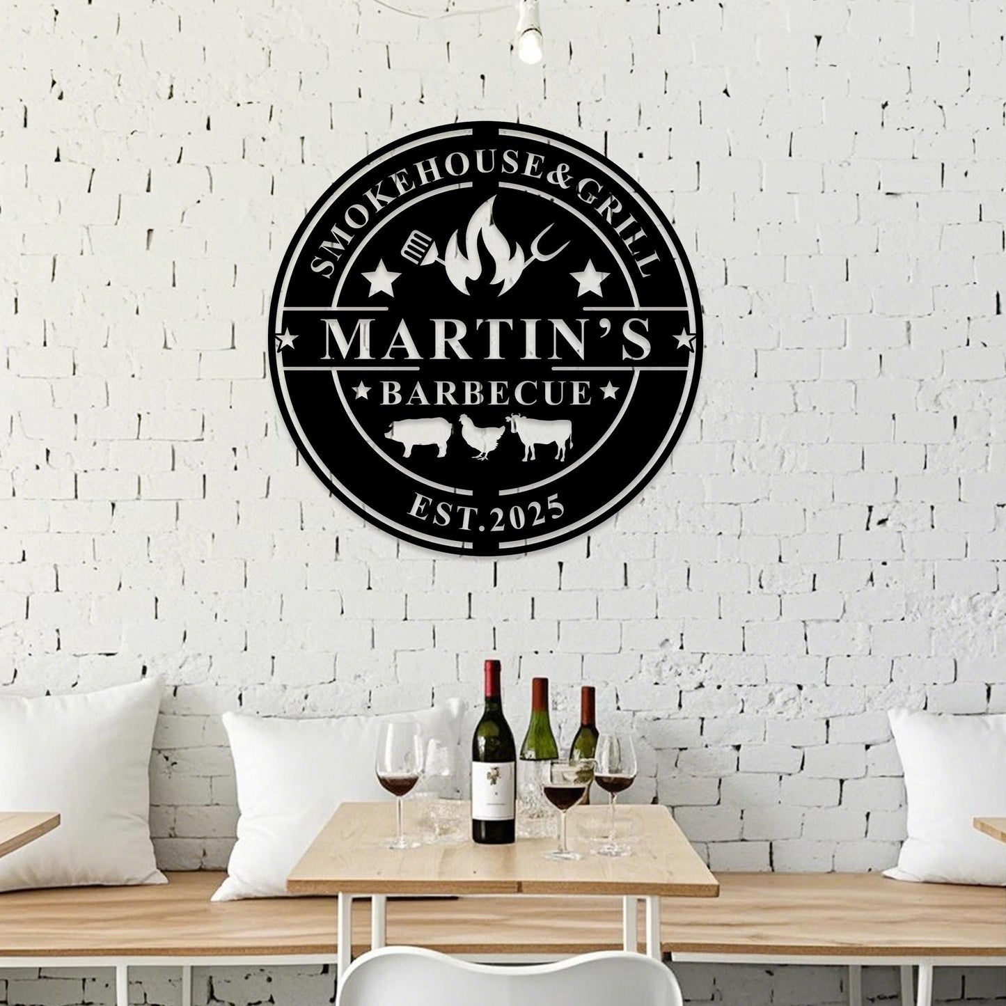 Personalized Barbecue Wall Sign, Custom Metal Grill Sign, Man Cave Sign, Barbecue Sign for Outdoor,  BBQ Sign, Barbecue Wall Art Decor