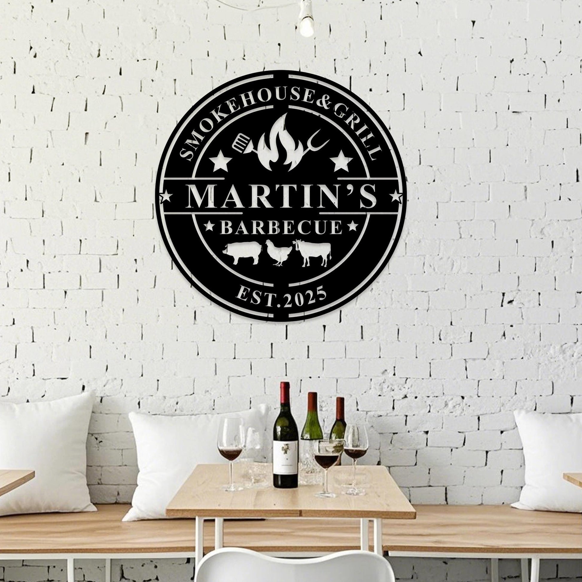 Personalized Barbecue Wall Sign, Custom Metal Grill Sign, Man Cave Sign, Barbecue Sign for Outdoor,  BBQ Sign, Barbecue Wall Art Decor