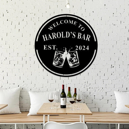 Custom Bar Sign, Personalized Pub Metal Sign, Custom Engraved Bar Sign, Bar Wall Decor, Man Cave Sign, Basement Bar, Father’s Day Gift